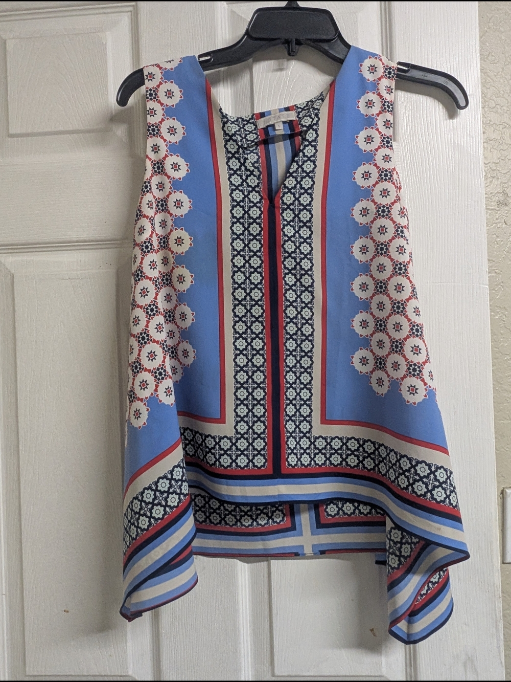 1. State Blue Floral-Print Scarf Tank